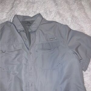 Realtree Fishing Gray Camp Shirt Button Down size 2XL Sun Shade 50 SPF
